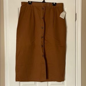 Brown long light denim skirt